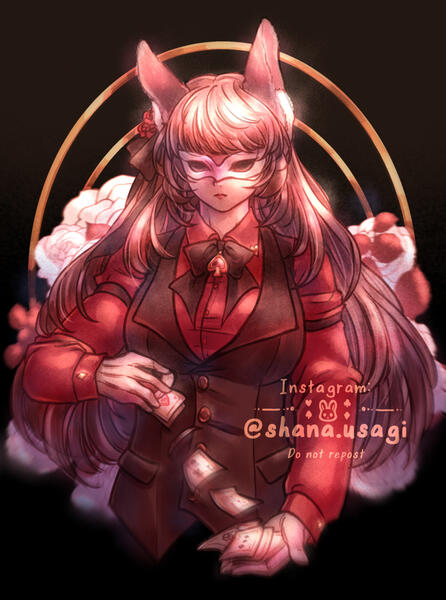 ♠ • ♥ • ♣ • ♦ {05-30-23}: Gambler's Night series art print featuring an original character named ■■■■■